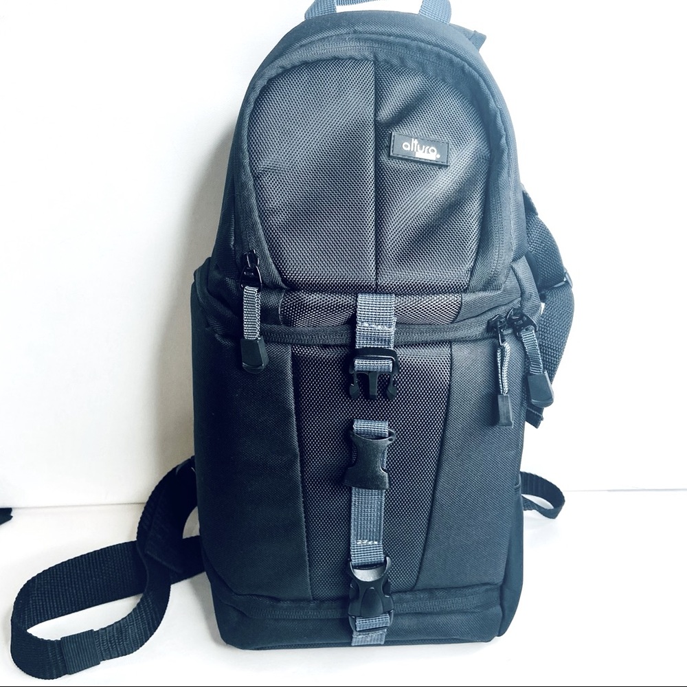 Altura mens camera bag black w purple interior